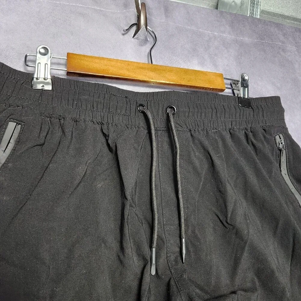 Athletex Jogger Pants Mens Large‎ Black Tapered Drawstring Water Resistant Nylon